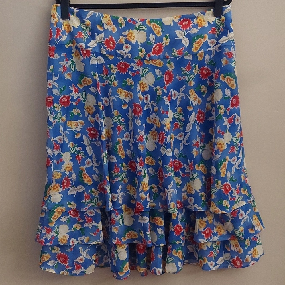 LAUREN RALPH LAUREN Floral Multi-Tiered Ruffle A-Line Skirt NWT 14 Grandmacore - Picture 2 of 13